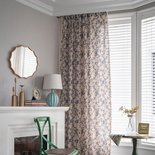 Tende vintage blu floreale - , in